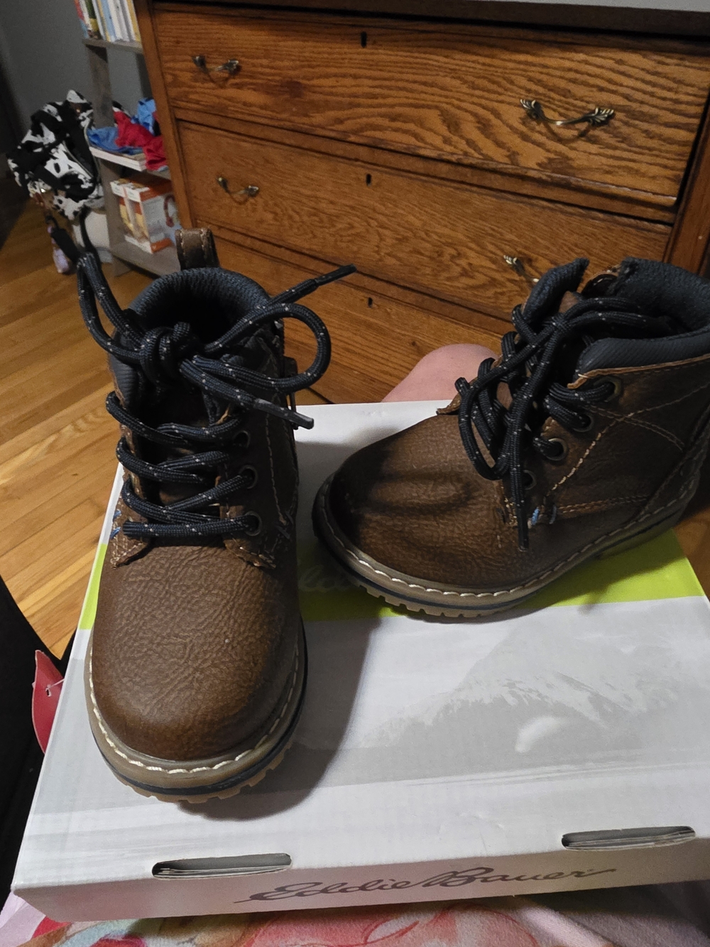 Eddie Bauer Brown Lace-Up Kids Hiking Boots